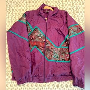 Women’s Vintage USA Windbreaker Wind suit Jacket Size Large Purple & Turquoise